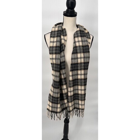 100% Baby Alpaca  Gray, Beige, Black Scarf, Plaid Alpaca 111, Made In Peru‎ - Picture 8 of 9